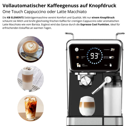 KB ELEMENTS ELK204CB Siebträgermaschine Schwarz Espressomaschine