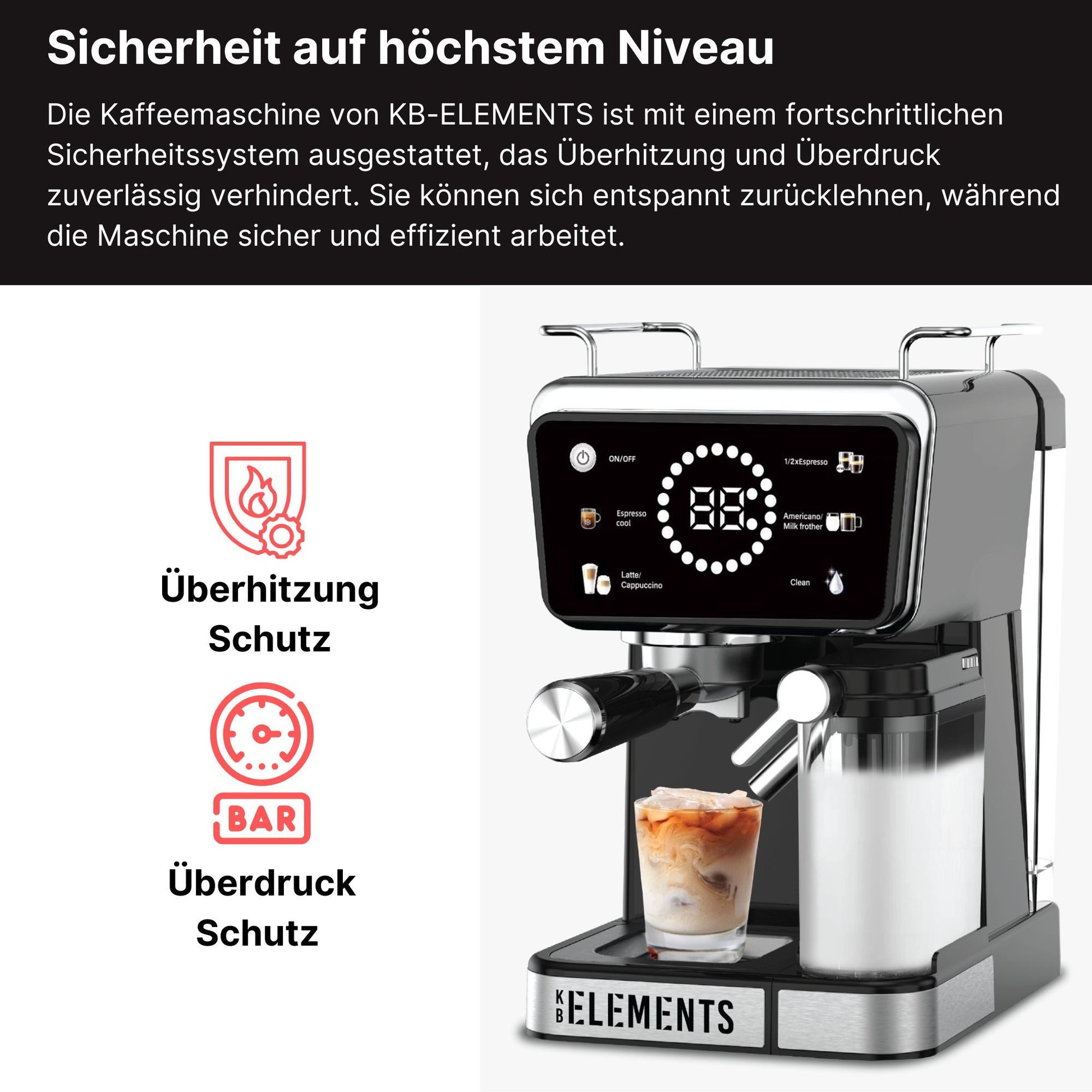 KB ELEMENTS ELK204CB Siebträgermaschine Schwarz Espressomaschine