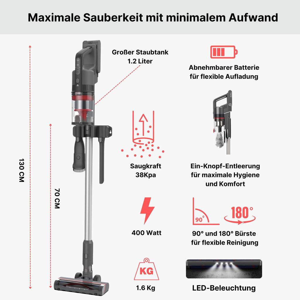 KB Elements Hand-und Stielstaubsauger Kabelloser Staubsauger, Akku Staubsauger