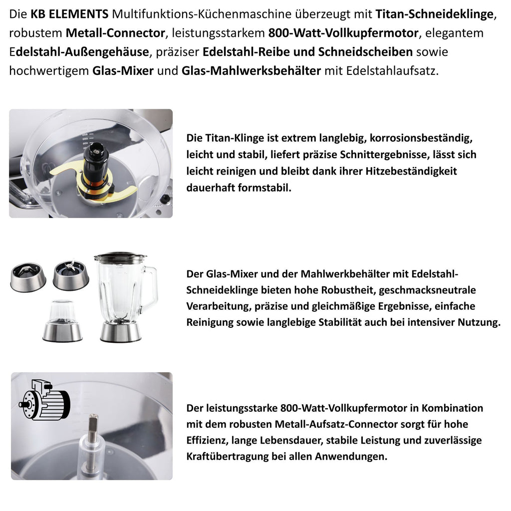 Multifunktionale Küchenmaschine - 800W Voll Kupfer Motor, Full touch Display