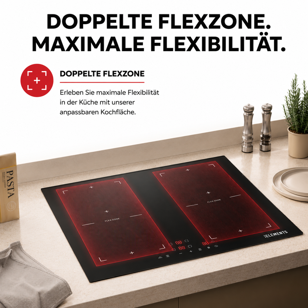 2 Flexzonen kombinierbar Induktionskochfeld ELK60FB1 – große Töpfe Bräter KB ELEMENTS