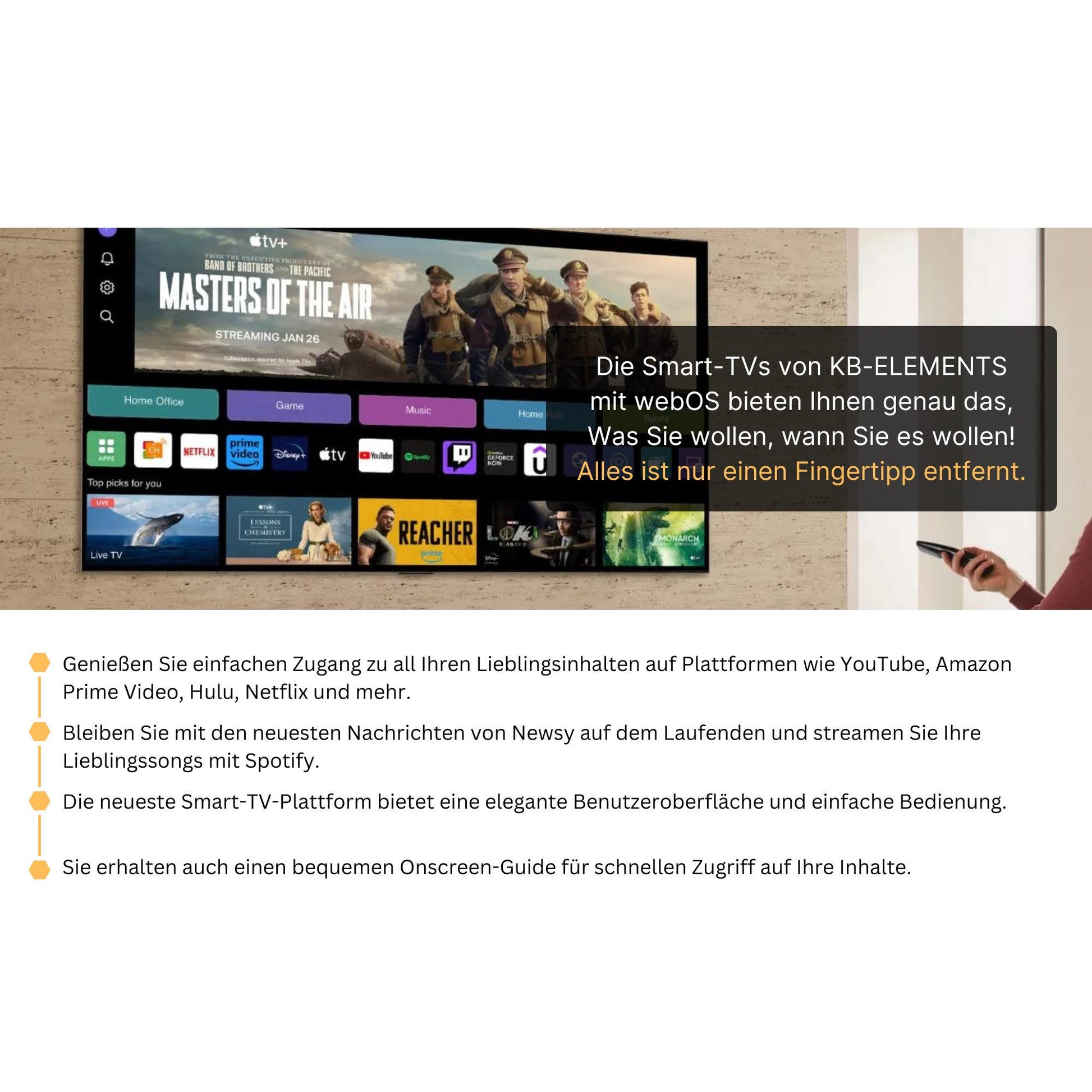 KB Elements QLED-Fernseher Smarrt TV 165,00 cm/65 Zoll  ELT65QL7DE