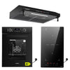 KB ELEMENTS Herdset 3-teilig ELK45EV1 ELK29PB1 ELK156S60B Backofen 45cm Domino Induktion Dunstabzugshaube Schuko Schwarz KB ELEMENTS