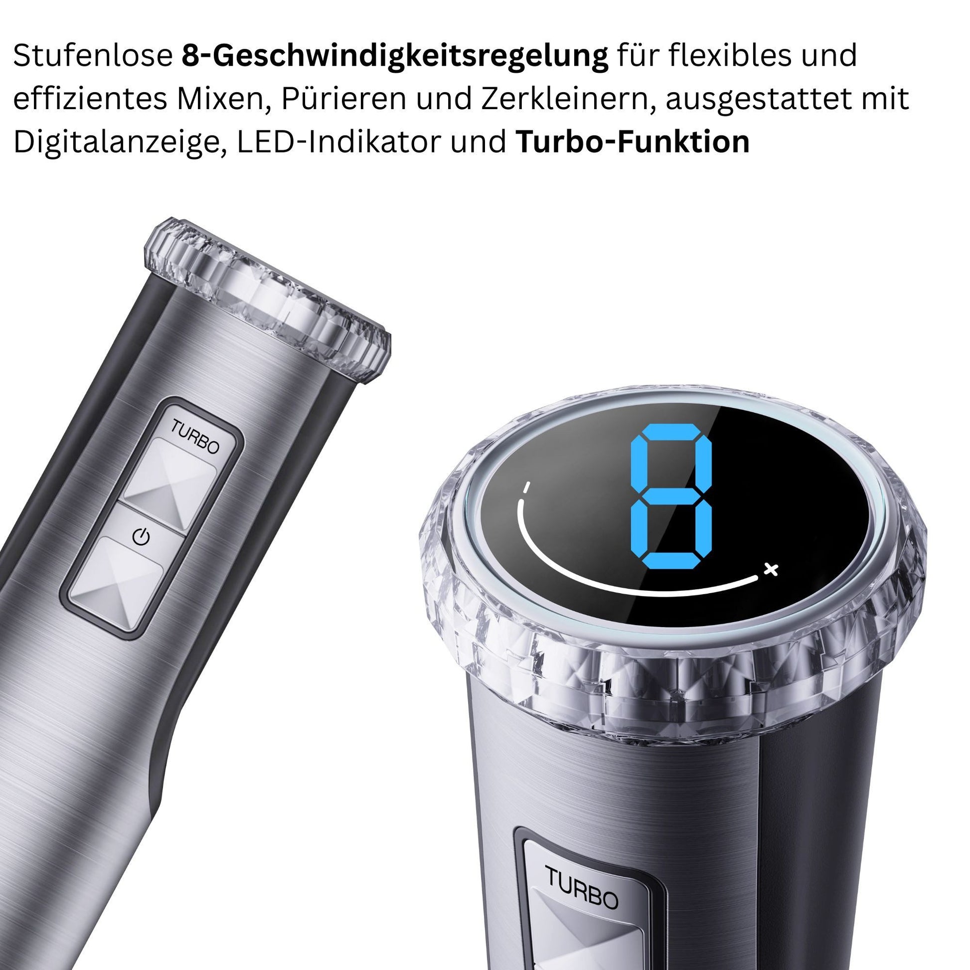 KB ELEMENTS Stabmixer, 800W Vol Kupfer Motor, LED Display, Titan Schneideklinge