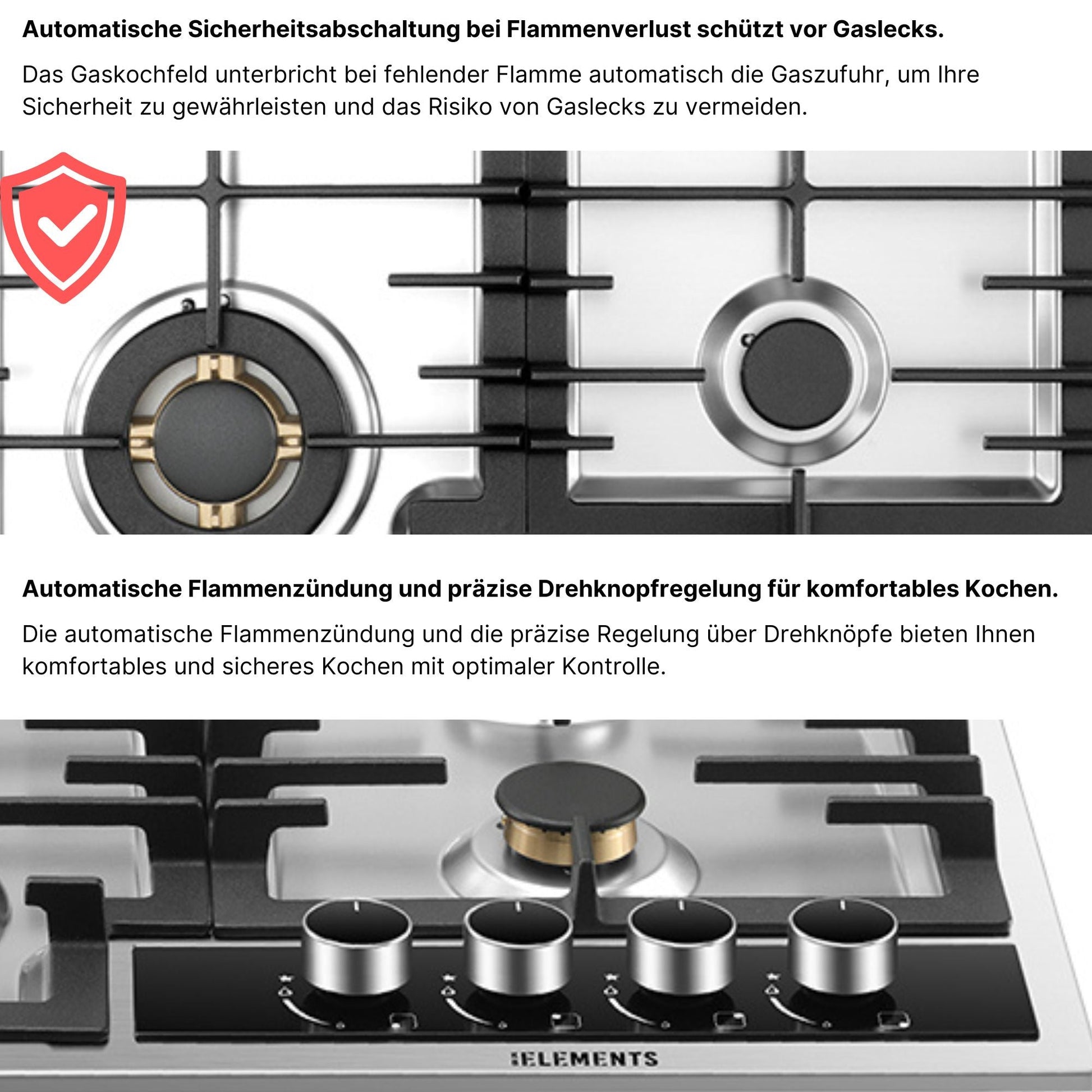 Flammensicherung Gaskochfeld ELK60GH2 60 cm – thermoelektrische Sicherung KB ELEMENTS