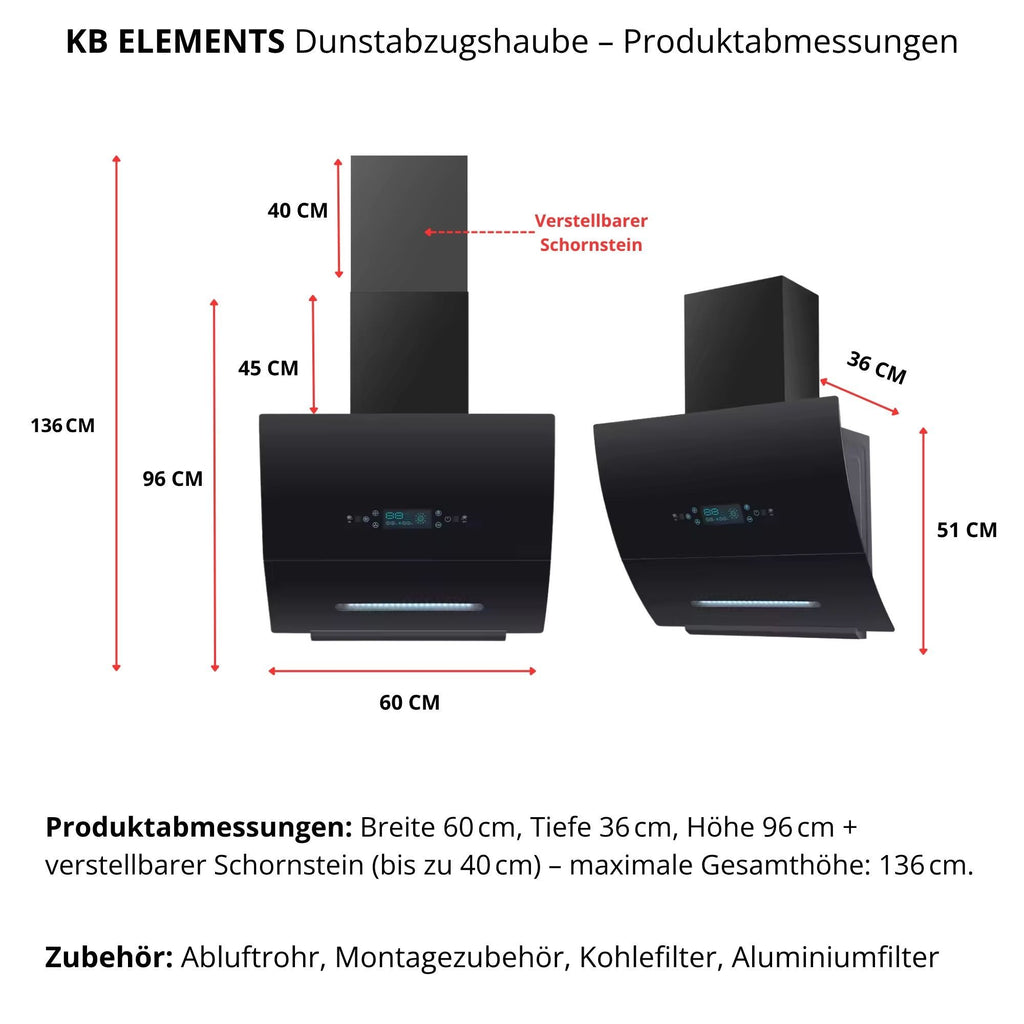 KB Elements Wandhaube Abzughaube Automatische Wärmereinigung, Multifunktionales Display ELK154C60