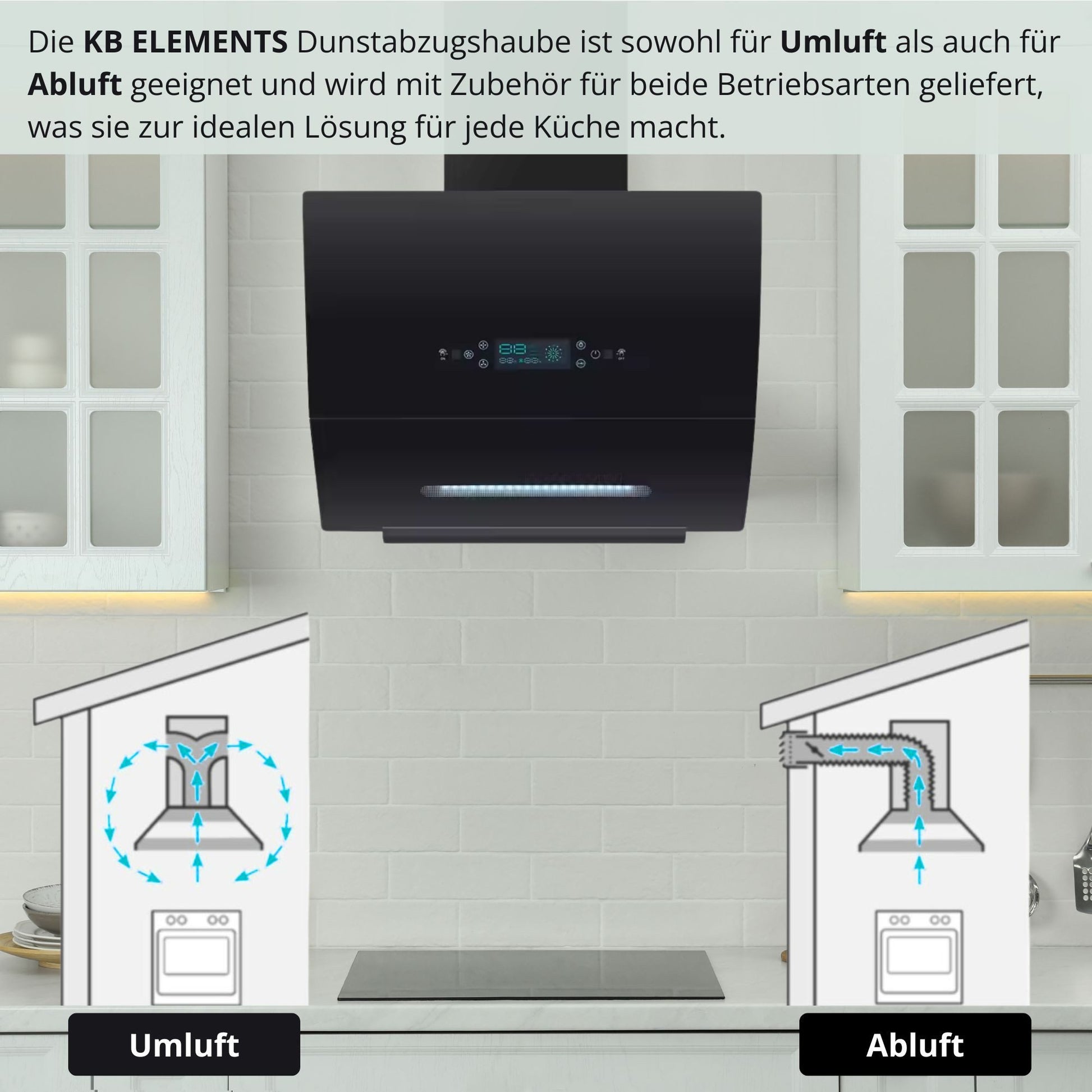 KB Elements Wandhaube Abzughaube Automatische Wärmereinigung, Multifunktionales Display ELK154C60