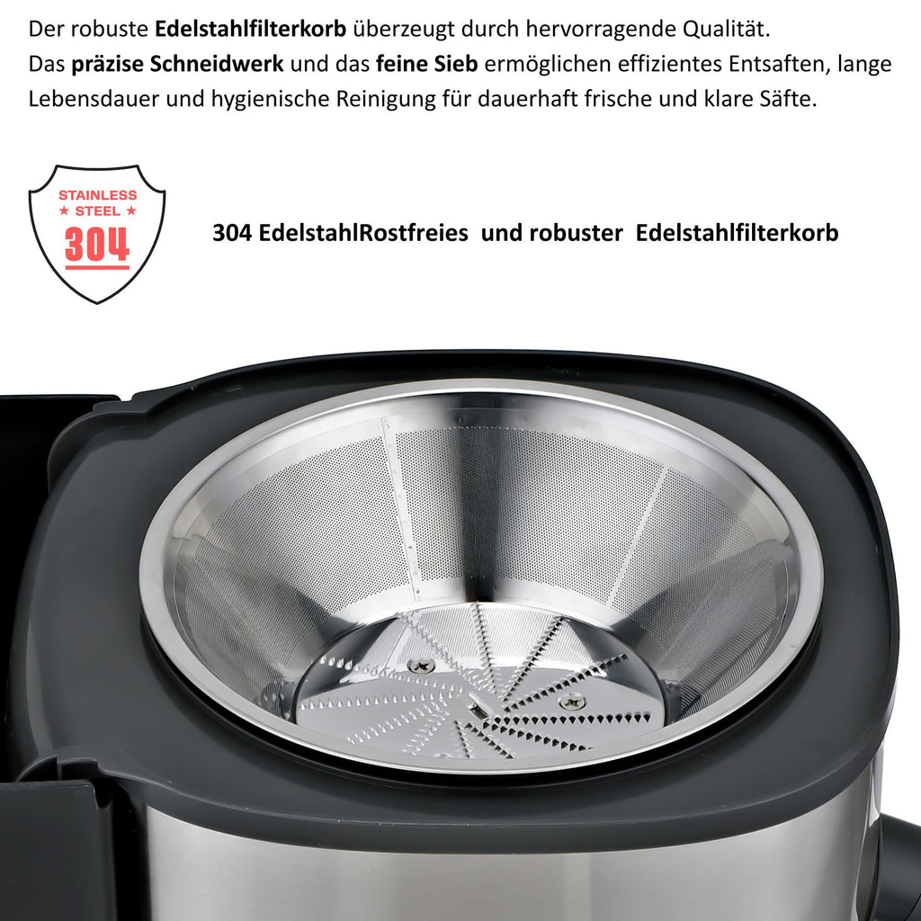 KB ELEMENTS Edelstahl Entsafter, 800 Watt Voll Kupfer Motor, Touch Display