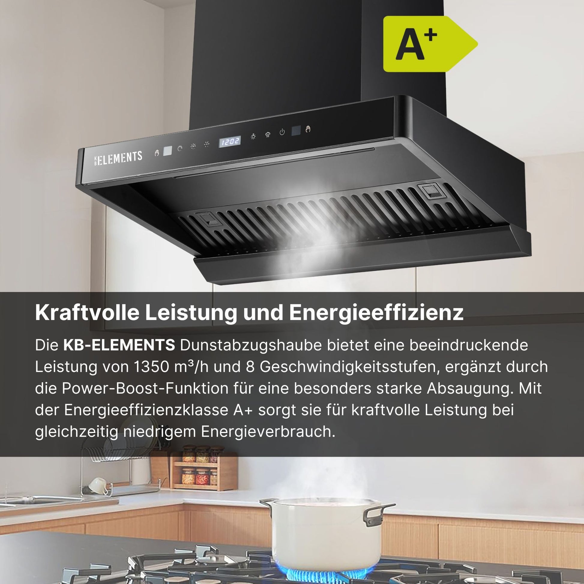 KB Elements Wandhaube Dunstabzugshaube 80 CM, ELK151H80