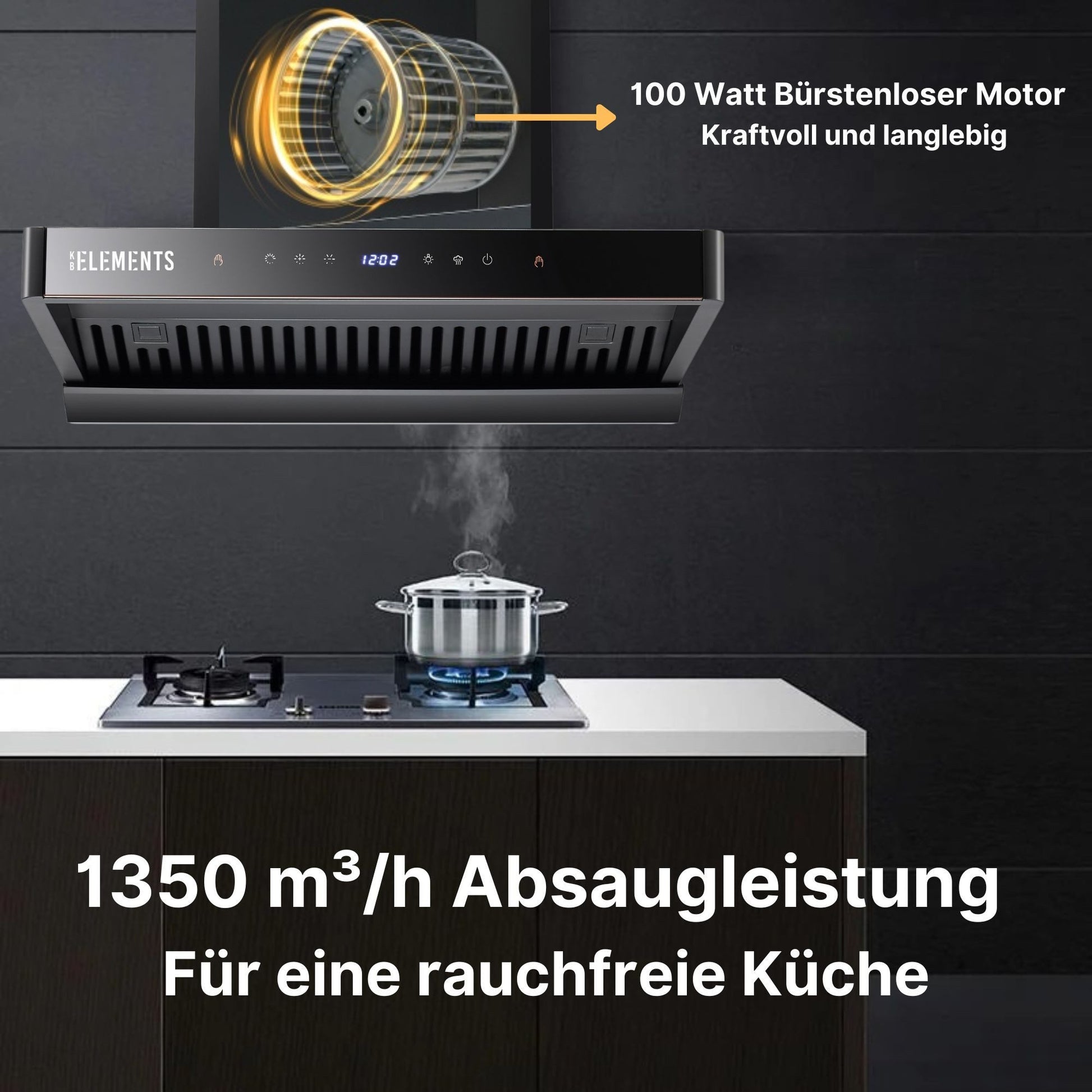 KB Elements Wandhaube Dunstabzugshaube 90 CM, ELK152H90