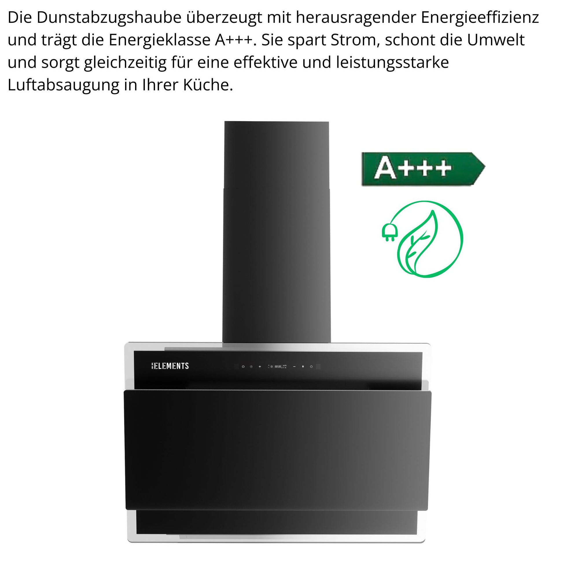 KB ELEMENTS Dunstabzugshaube 60 cm Wandhaube – 1000 m³/h, Touch-, Gesten- & Fernbedienung, Abluft & Umluft