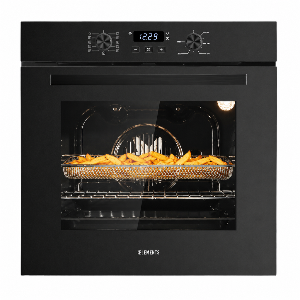 KB ELEMENTS Herdset 2-teilig – Einbaubackofen 60 cm A+ & Glaskeramikkochfeld 77 cm | 5 Zonen, Dual-Zone, Schwarz