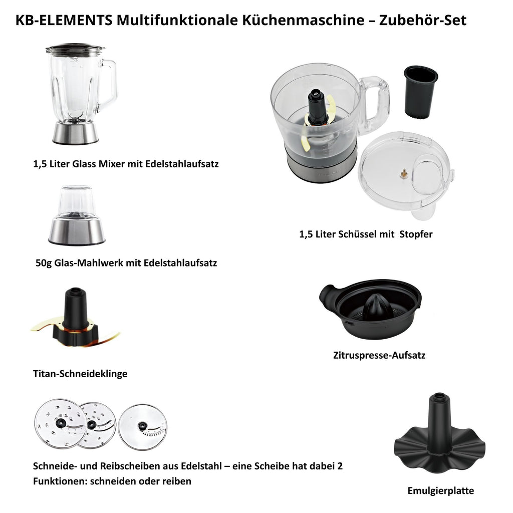 Multifunktionale Küchenmaschine - 800W Voll Kupfer Motor, Full touch Display