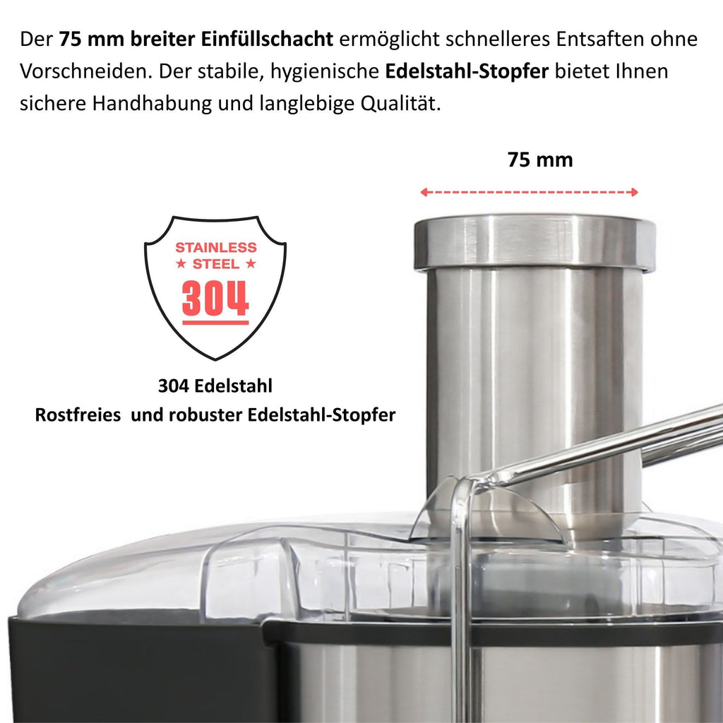 KB ELEMENTS Edelstahl Entsafter, 800 Watt Voll Kupfer Motor, Touch Display