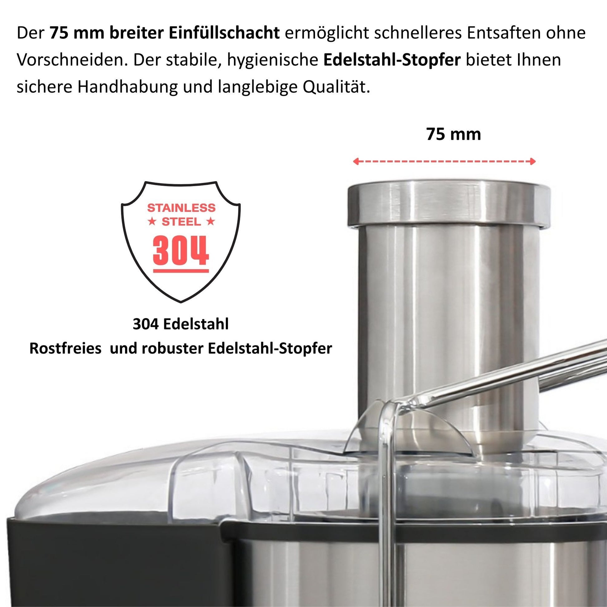 KB ELEMENTS Edelstahl Entsafter, 800 Watt Voll Kupfer Motor, Touch Display