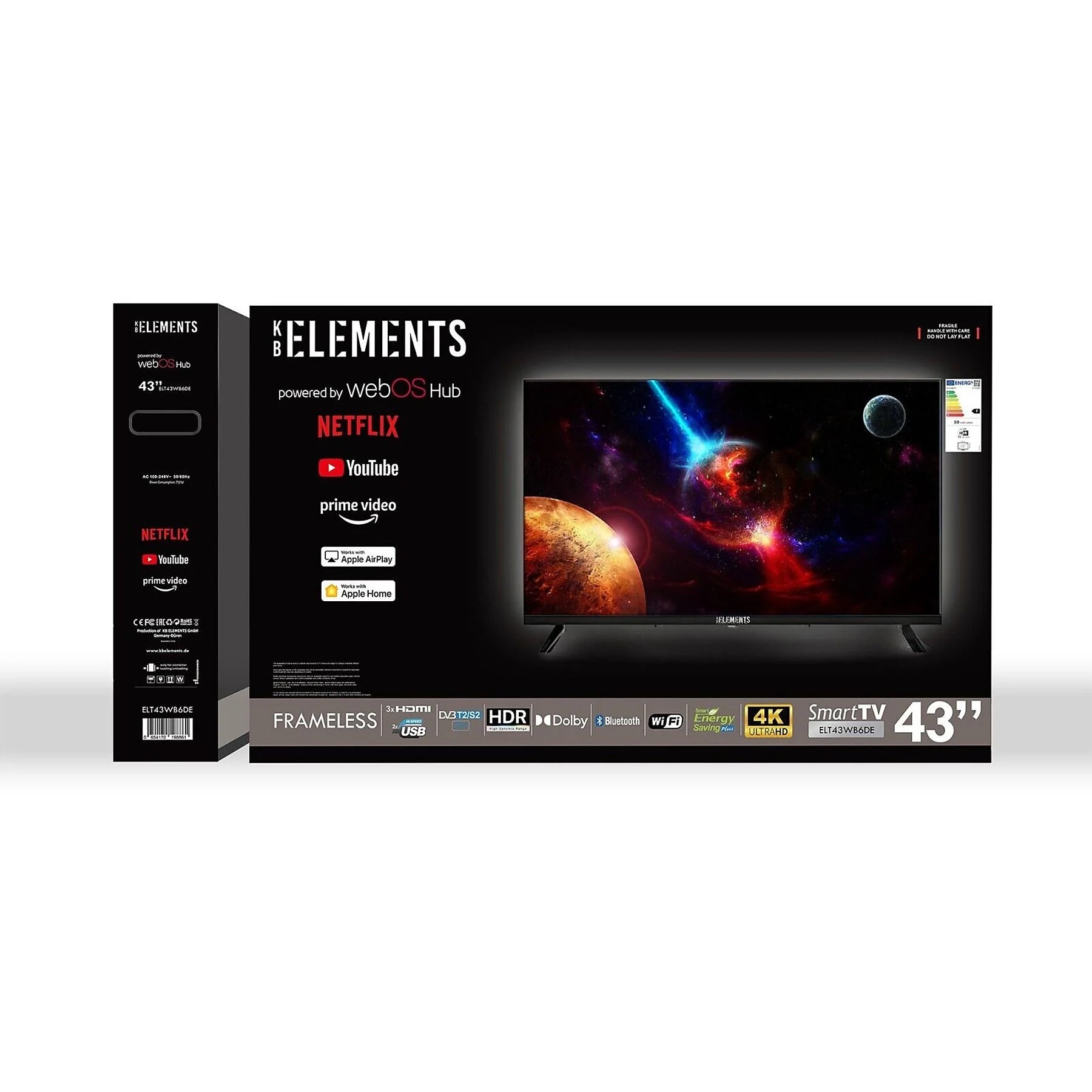 KB ELEMENTS LED TV 43 Zoll / 108 cm, UHD 4K, SMART TV, webOS
