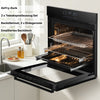 Einbaubackofen ELK75DV2 Schwarz/Silber geöffnet – 73 Liter Garraum Innenraum KB ELEMENTS