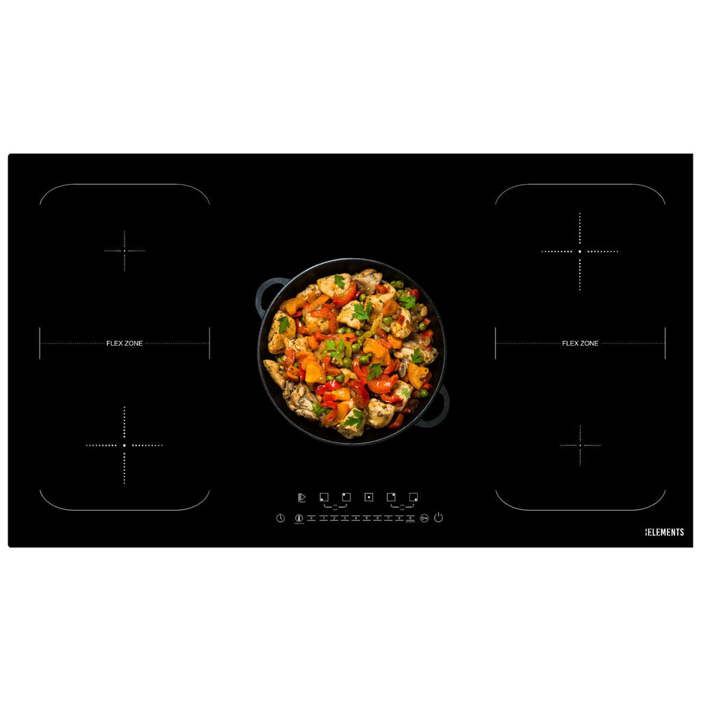 Induktionskochfeld 90 cm Schwarz KB ELEMENTS ELK106PF – 5 Zonen 2 Flexzonen 9400 W PowerBoost