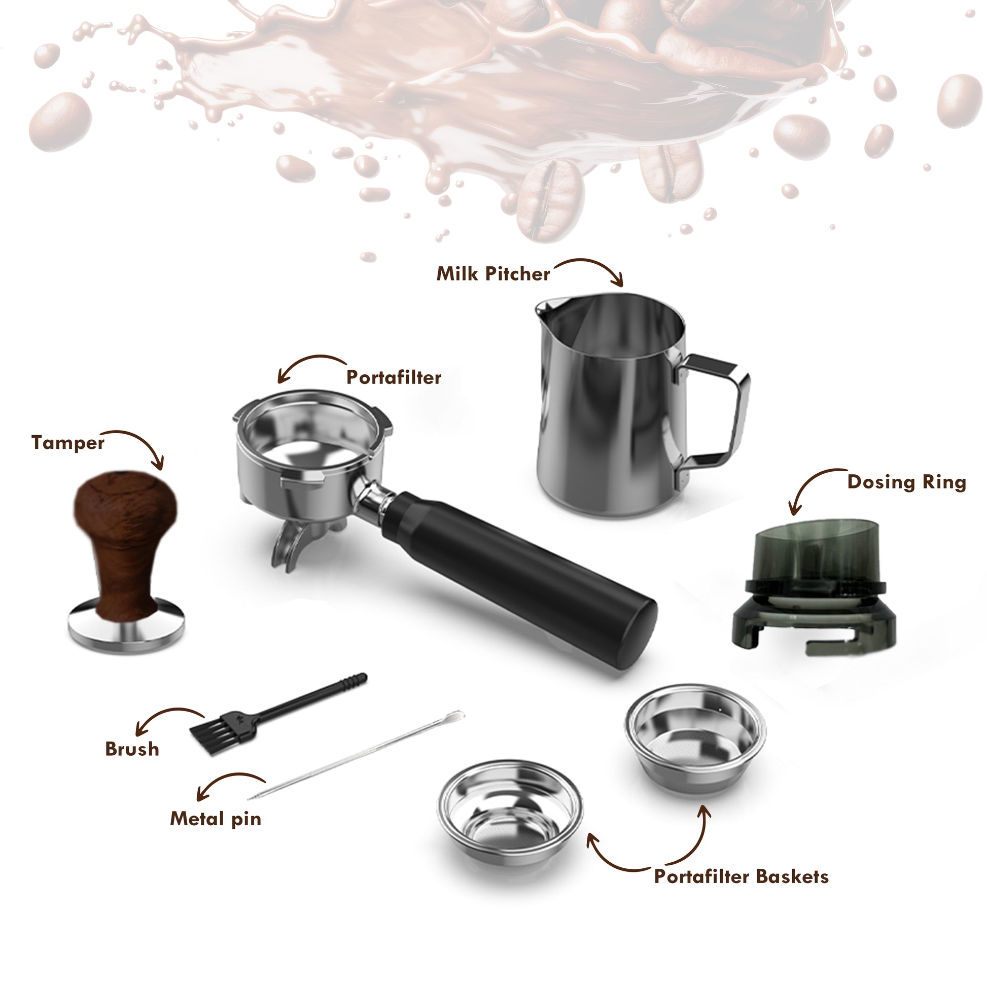 KB-ELEMENTS Espressomaschine mit 20-bar Hochdruck ELK201CS
