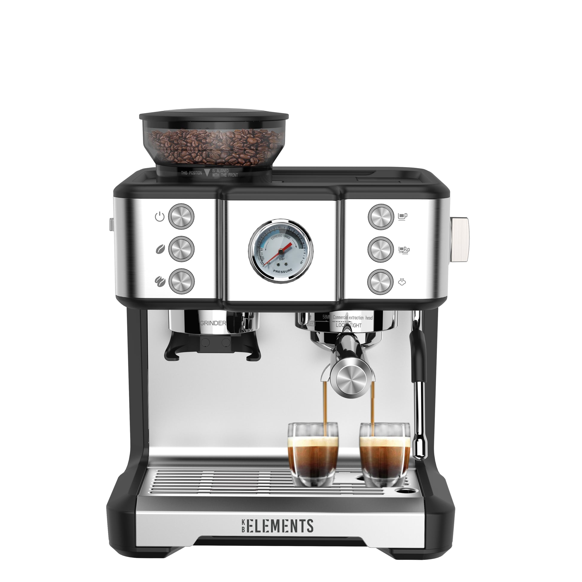 KB-ELEMENTS Espressomaschine mit 20-bar Hochdruck ELK201CS