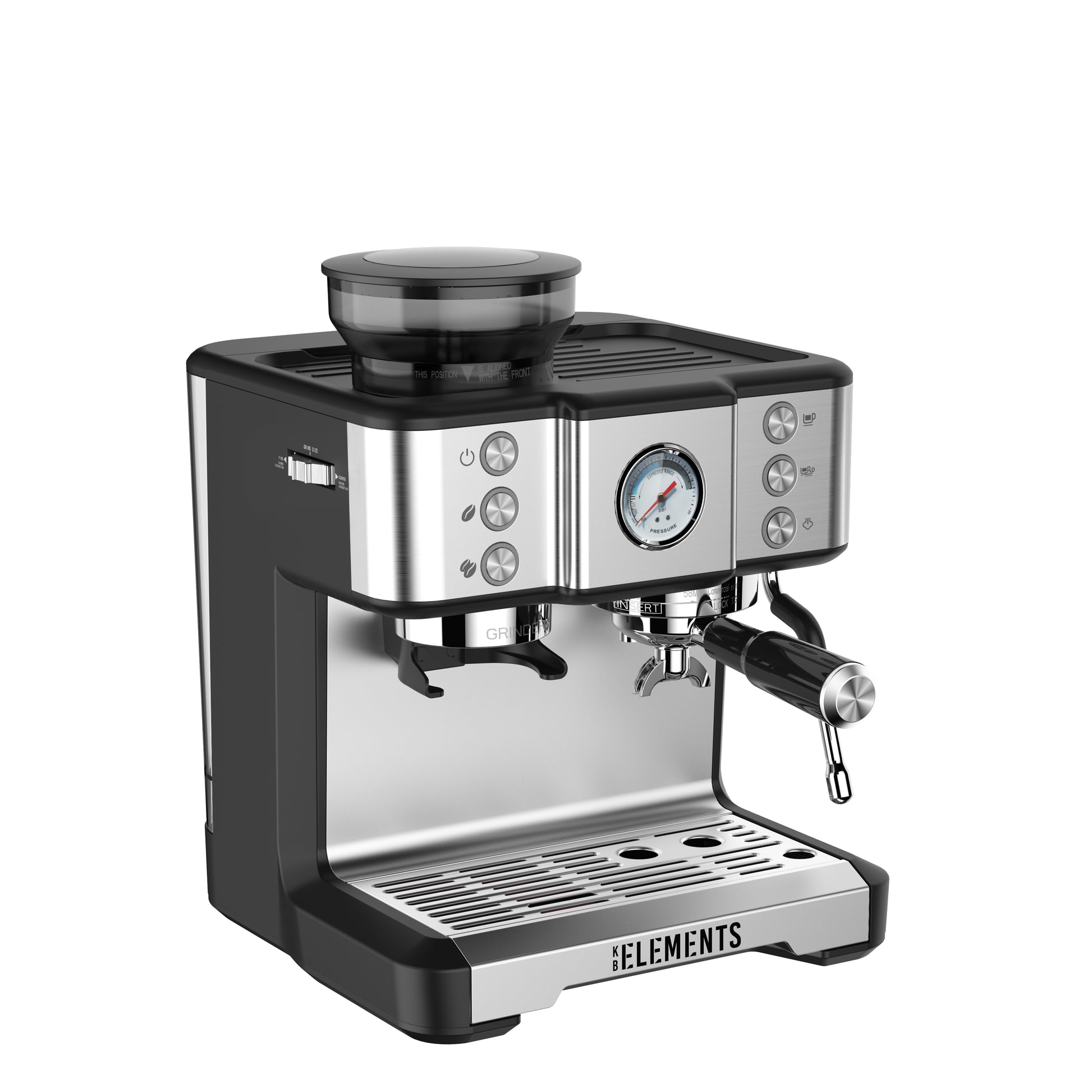 KB-ELEMENTS Espressomaschine mit 20-bar Hochdruck ELK201CS