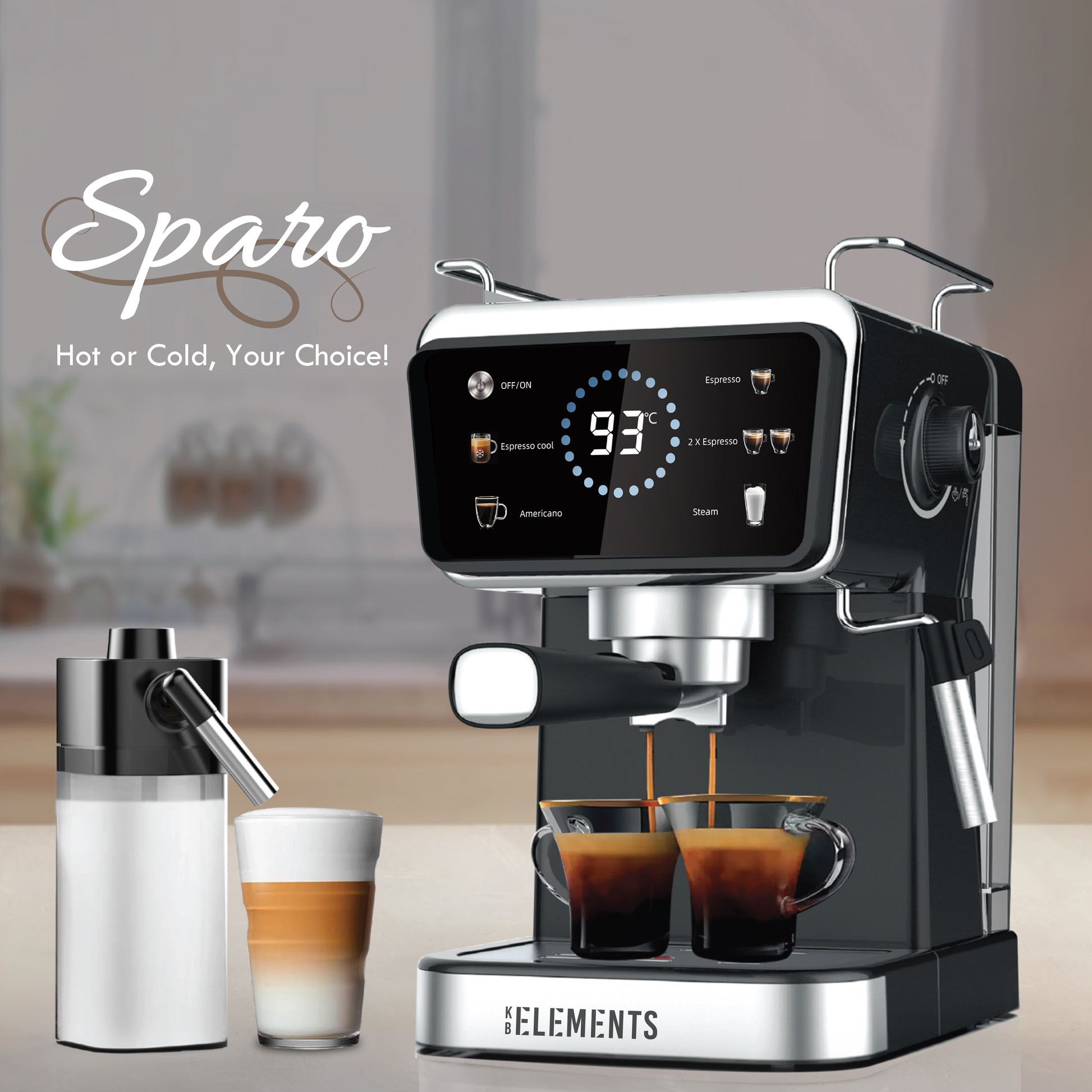 KB Elements Espressomaschine mit Heiß- und Kaltkaffee-Funktion