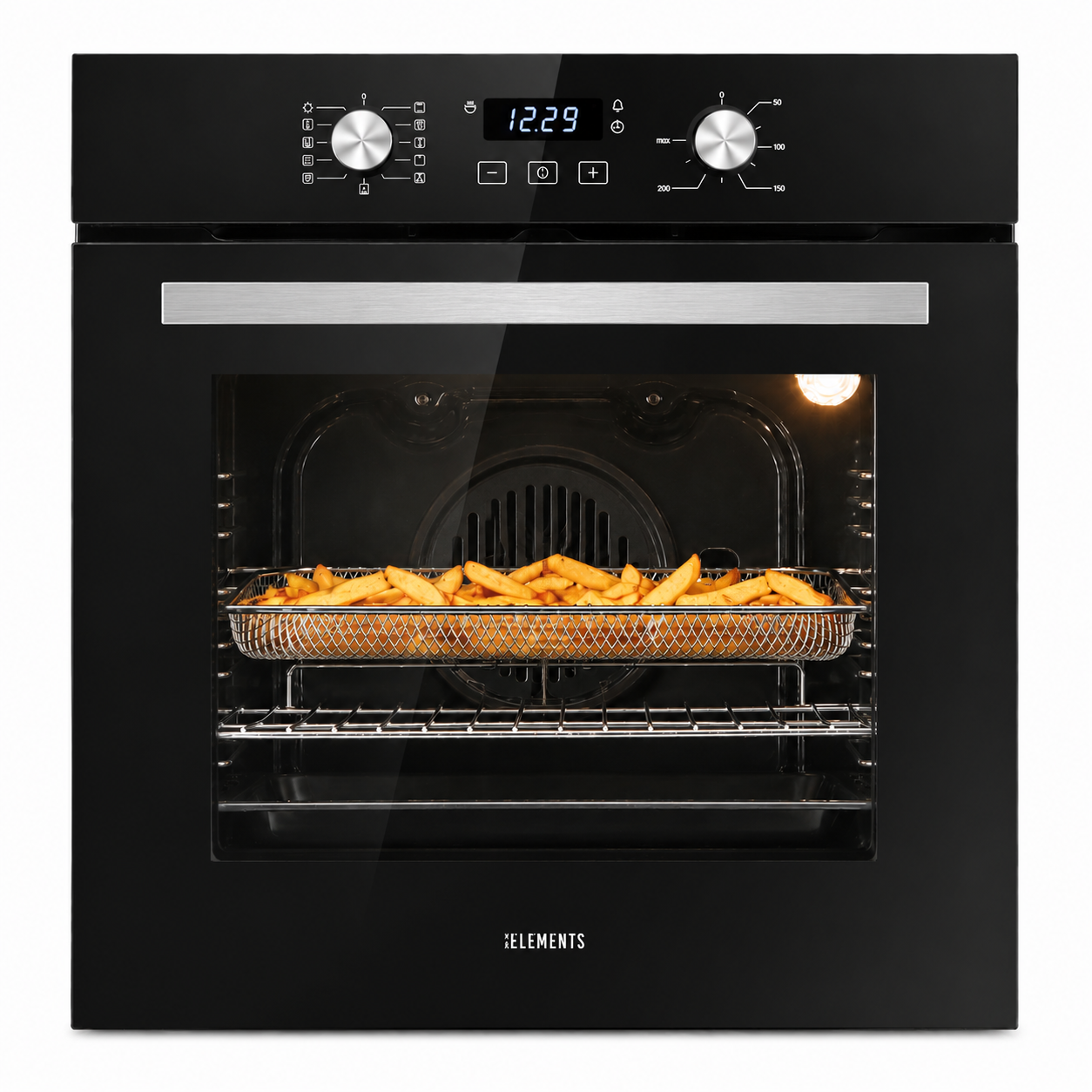 KB ELEMENTS Herdset 2-teilig – Einbaubackofen 60 cm + Glaskeramikkochfeld 77 cm | Air Fry, A+, Schwarz