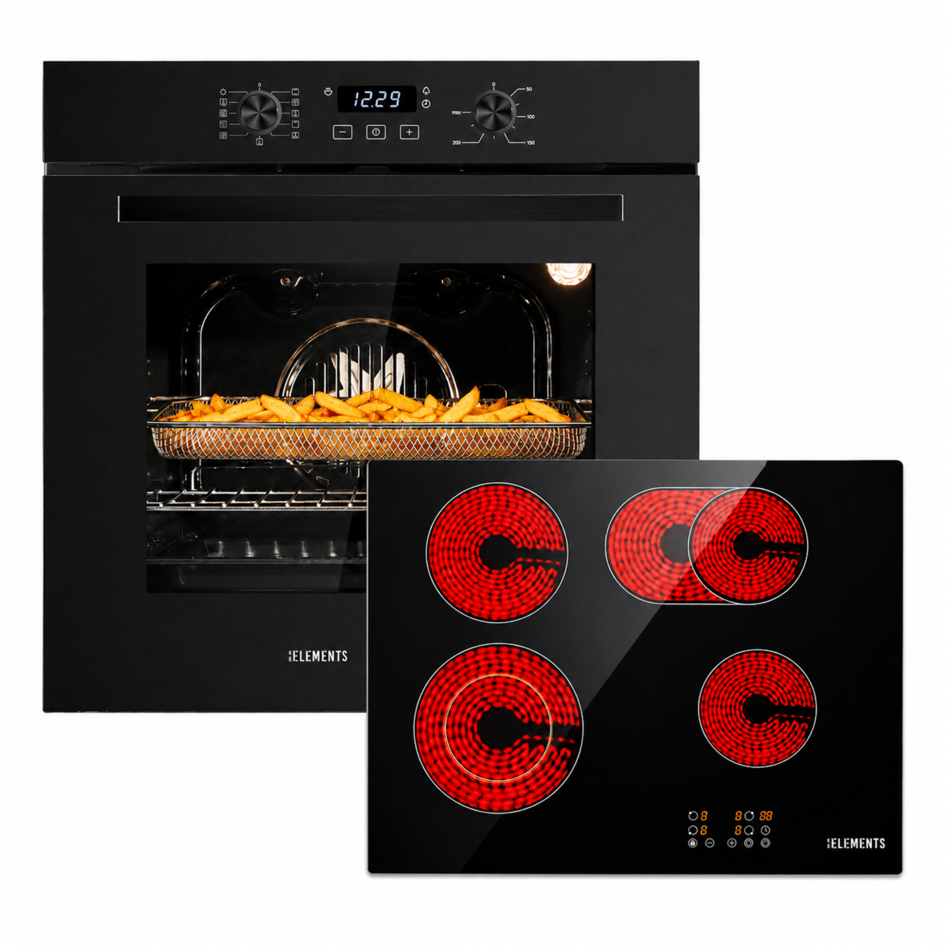 KB ELEMENTS Herdset ELK75EV1P + ELK60CR1 – Einbaubackofen und Glaskeramikkochfeld 60 cm Schwarz