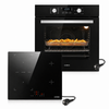 KB ELEMENTS Herdset 2-teilig ELK75EV2P ELK60PB1 – Einbaubackofen 60 cm Induktionskochfeld Schuko Schwarz Silber