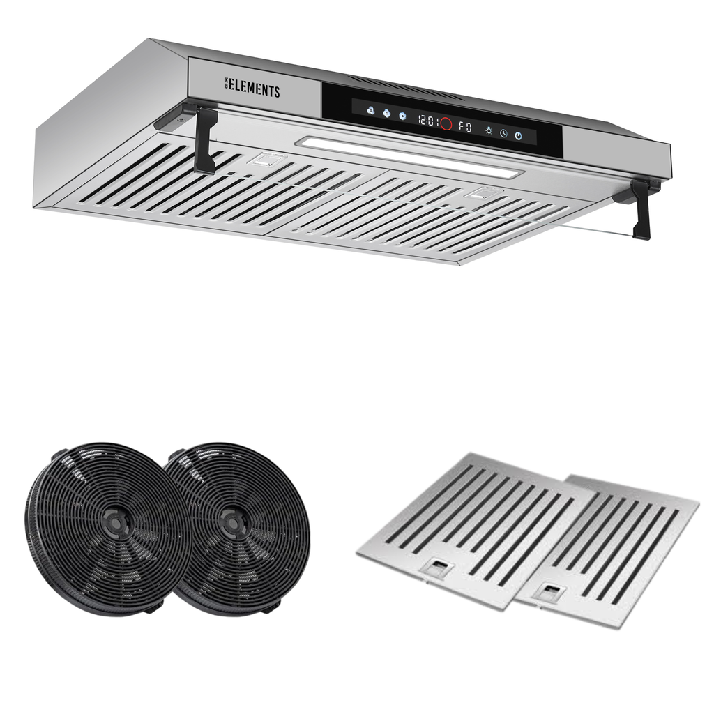 KB ELEMENTS Dunstabzugshaube 60 cm – 650 m³/h, Touch- & Gestensteuerung, Abluft & Umluft – Silber/Edelstahl