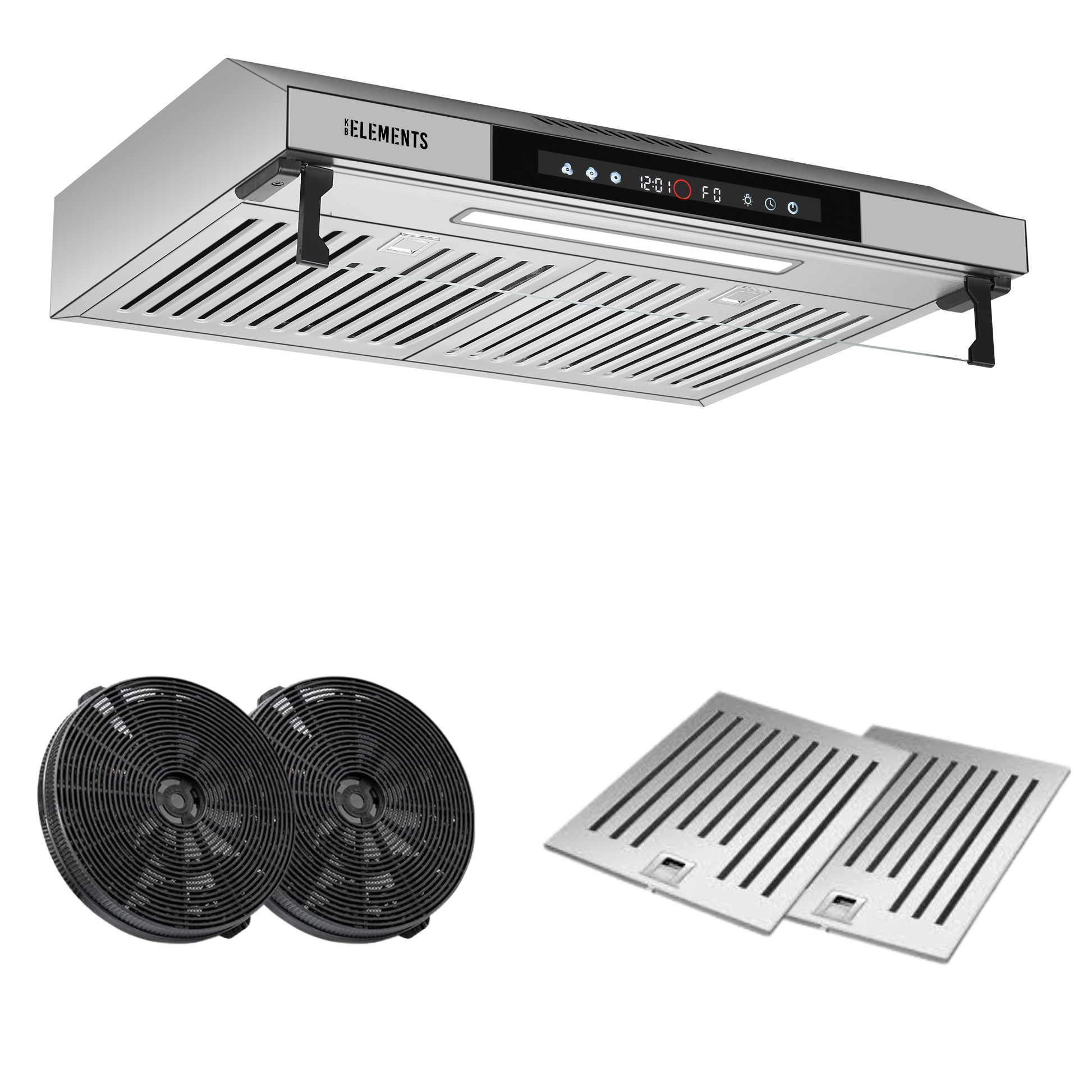 KB ELEMENTS Dunstabzugshaube 60 cm – 650 m³/h, Touch- & Gestensteuerung, Abluft & Umluft – Silber/Edelstahl