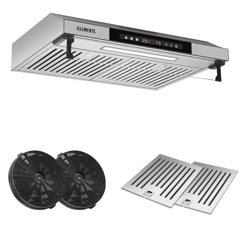 KB ELEMENTS Dunstabzugshaube 60 cm – 650 m³/h, Touch- & Gestensteuerung, Abluft & Umluft – Silber/Edelstahl