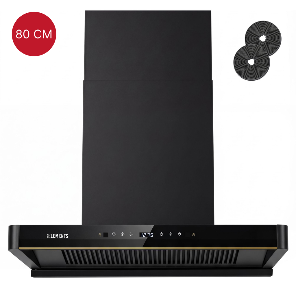 KB ELEMENTS Dunstabzugshaube 80 cm Kopffrei Schwarz – 1350 m³/h, Selbstreinigung, A+, Abluft & Umluft