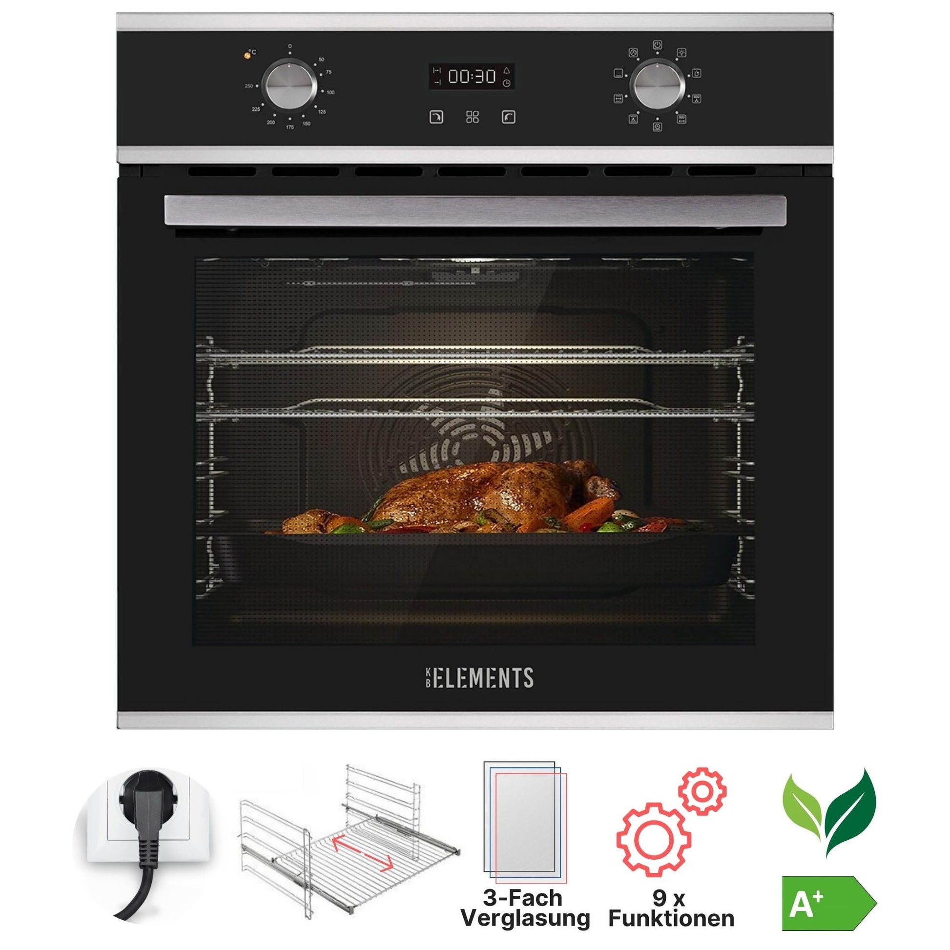 KB-ELEMENTS 70 Liter Einbaubackofen ELK70EV3