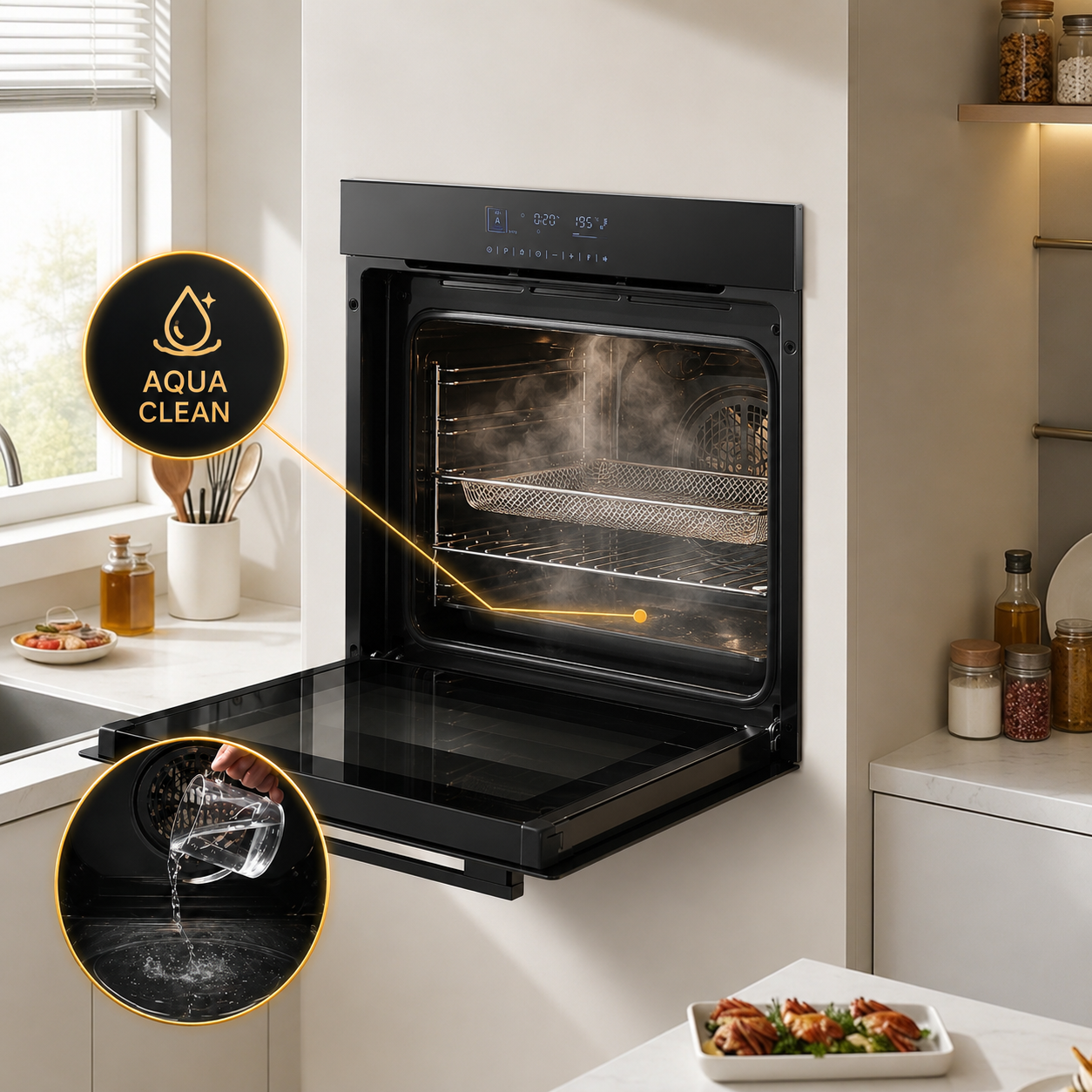 Aqua Clean Dampfreinigung Einbaubackofen 60 cm – Backofen reinigen ohne Chemie KB ELEMENTS