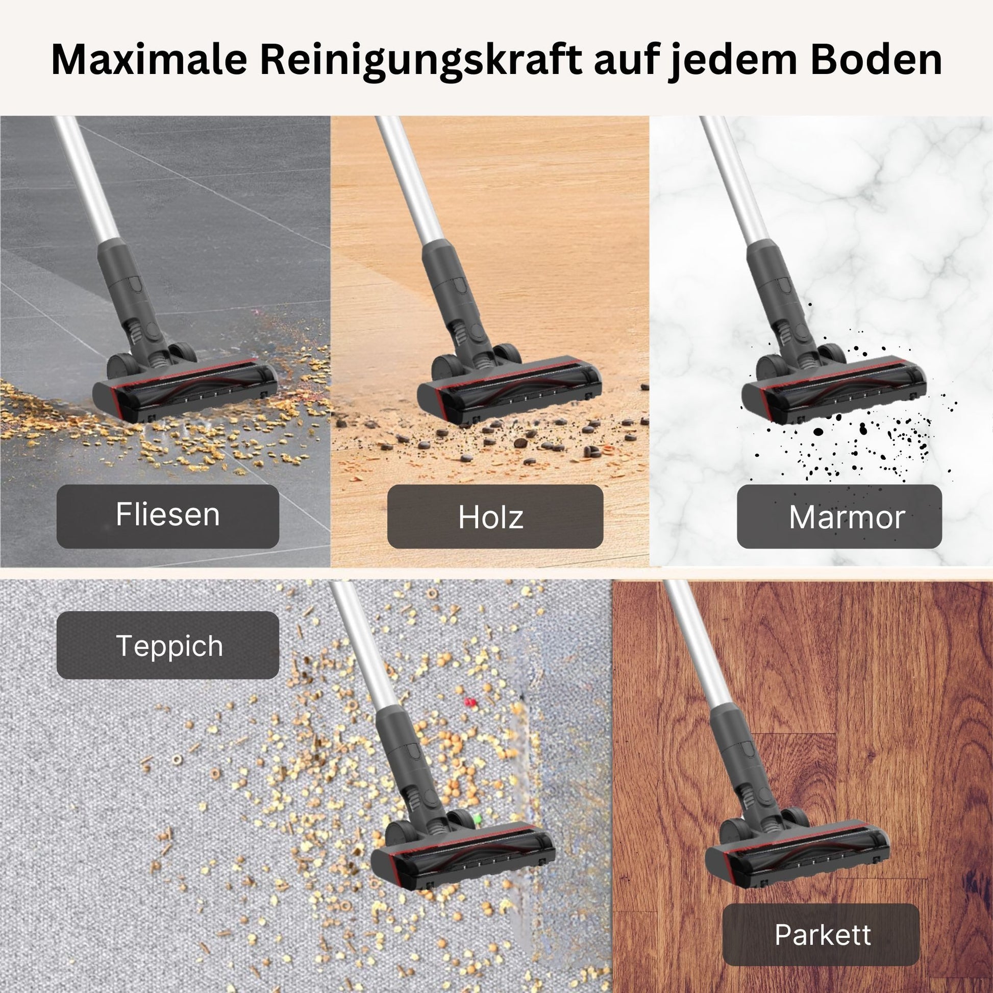 KB Elements Hand-und Stielstaubsauger Kabelloser Staubsauger, Akku Staubsauger