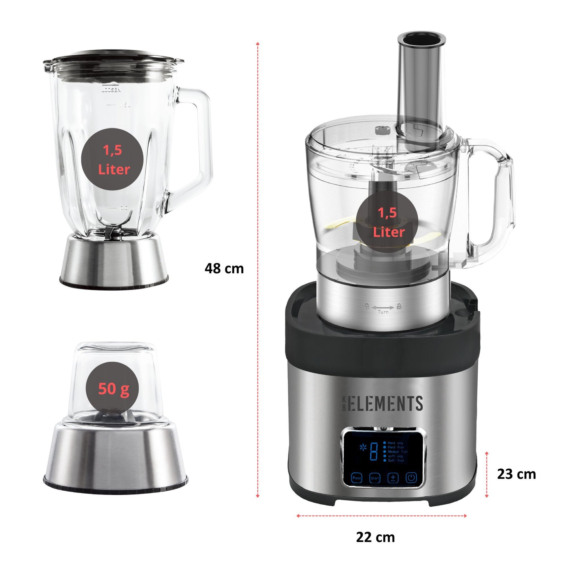 Multifunktionale Küchenmaschine - 800W Voll Kupfer Motor, Full touch Display