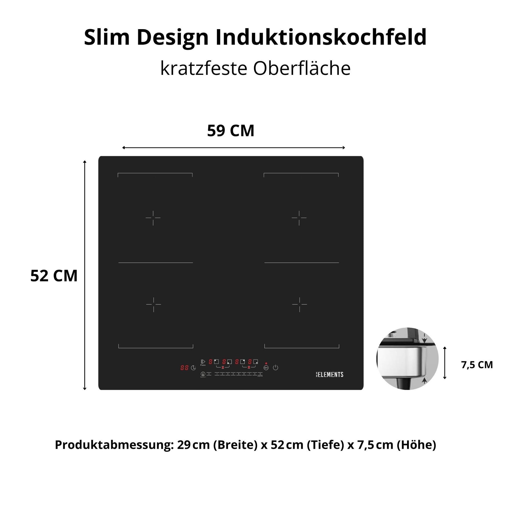 KB ELEMENTS ELK111AS Induktionskochfeld (59 cm breit, 4 Kochfelder