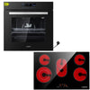 KB ELEMENTS Herdset 2-teilig ELK75DV2 ELK77CR1 Backofen Touch Display Glaskeramik 77 cm 5 Zonen Schwarz Silber KB ELEMENTS