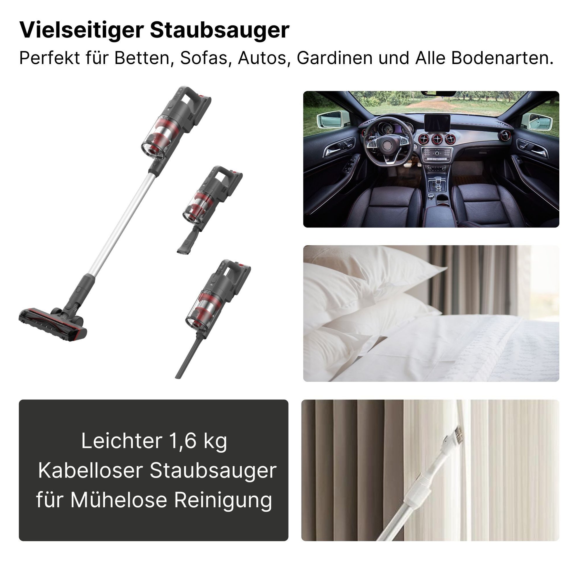 KB Elements Hand-und Stielstaubsauger Kabelloser Staubsauger, Akku Staubsauger