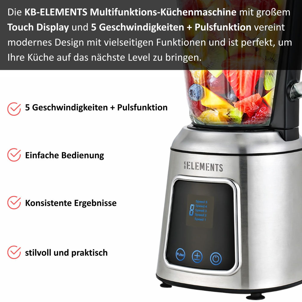 KB ELEMENTS Stand 2 in 1 Mixer - 600W Voll Kupfer Motor, Full Touch Display