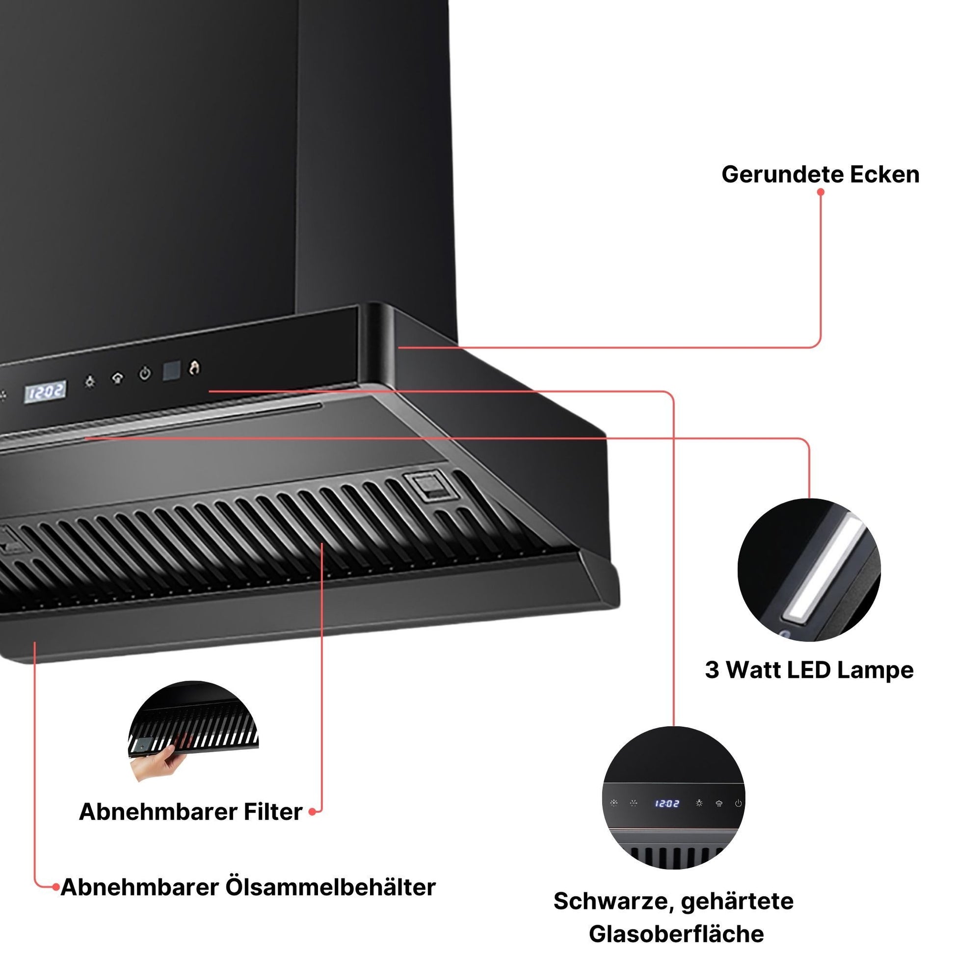 KB Elements Wandhaube Dunstabzugshaube 90 CM, ELK152H90