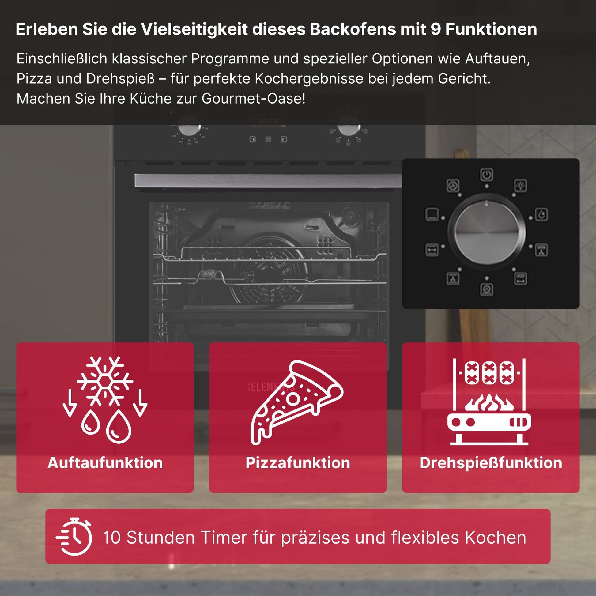 KB-ELEMENTS 70 Liter Einbaubackofen ELK70EV3