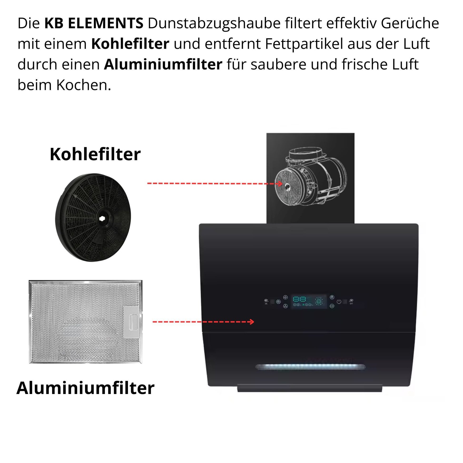KB Elements Wandhaube Abzughaube Automatische Wärmereinigung, Multifunktionales Display ELK154C60