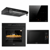 KB ELEMENTS Herdset 4-teilig ELK75EV1P ELK60FB1 ELK156S60B ELK25MB1 – Backofen Induktionskochfeld Haube Mikrowelle Schwarz KB ELEMENTS