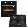 KB ELEMENTS Herdset 2-teilig ELK75EV2P ELK60GH1 – Einbaubackofen 60 cm Gaskochfeld 4 Brenner Schwarz Silber