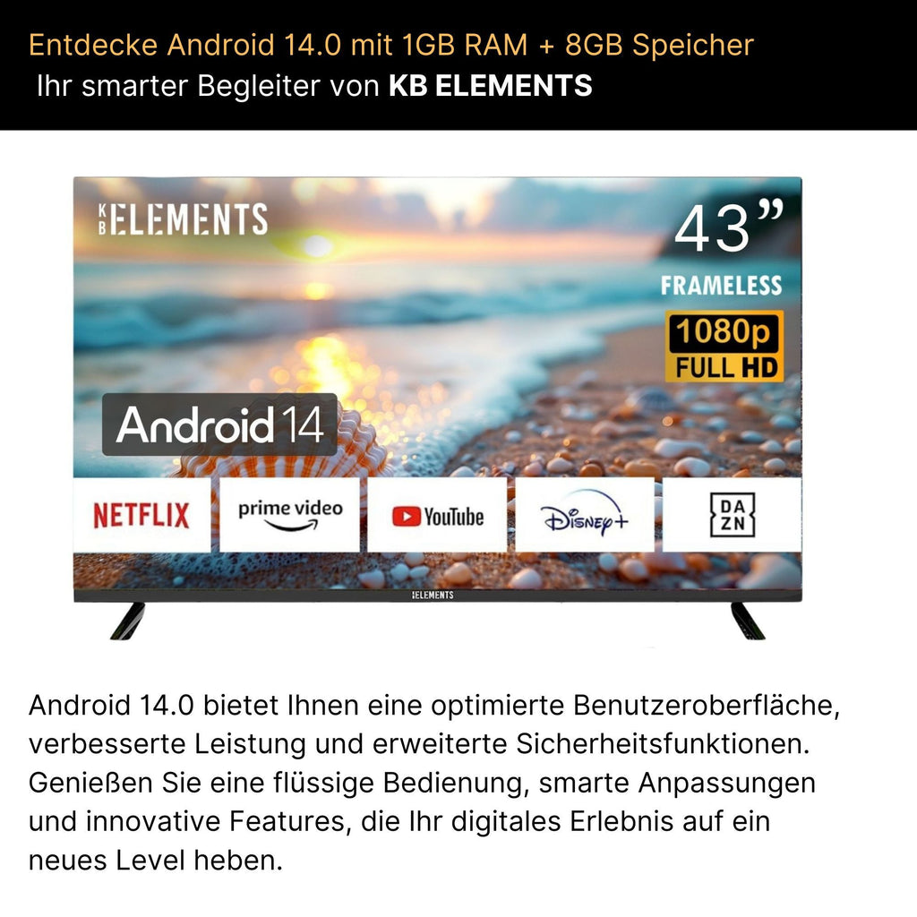 KB Elements LED-Fernseher Smart TV 109 cm/43 Zoll ELT43DE14S