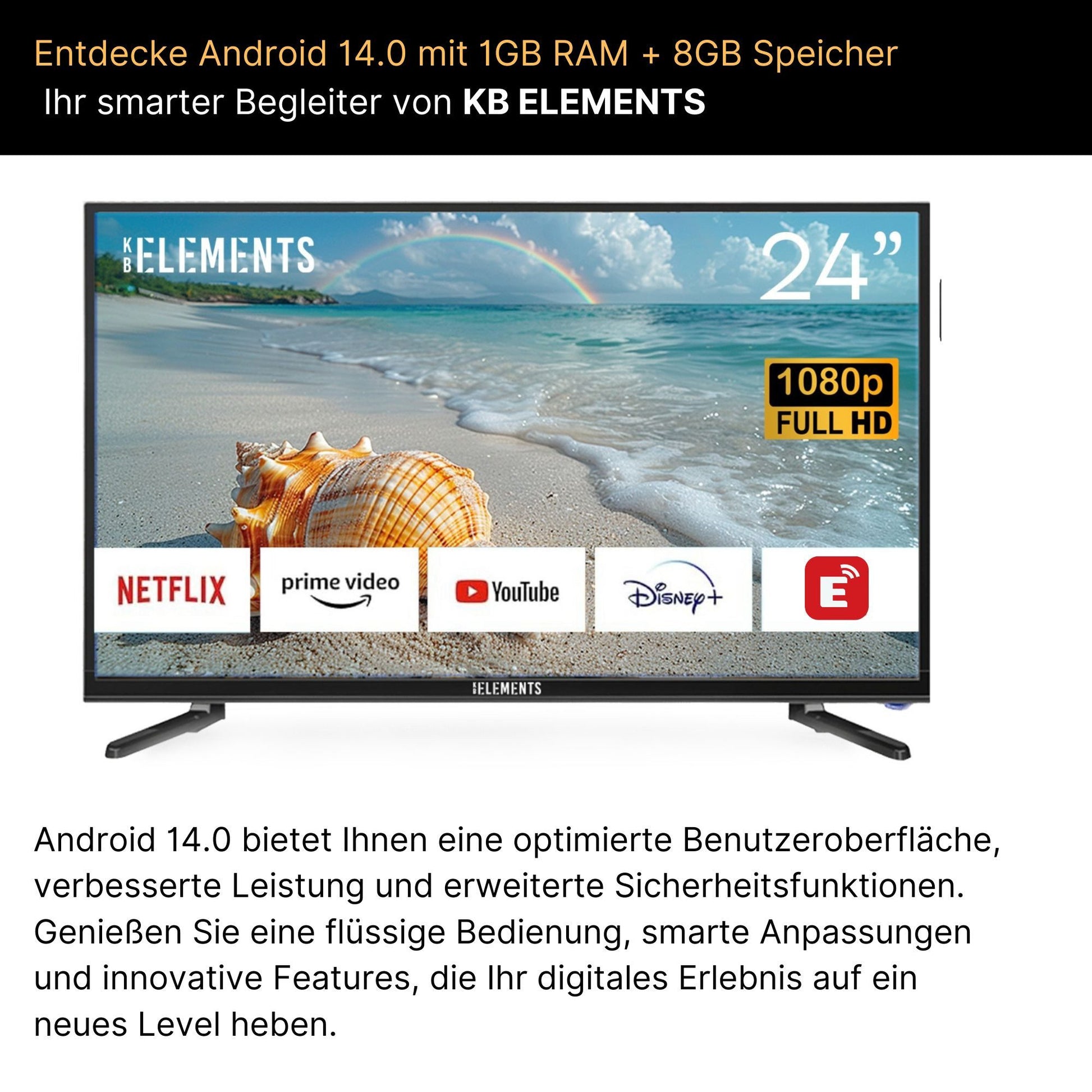 KB Elements LED-Fernseher Smart TV 60 cm/24 Zoll