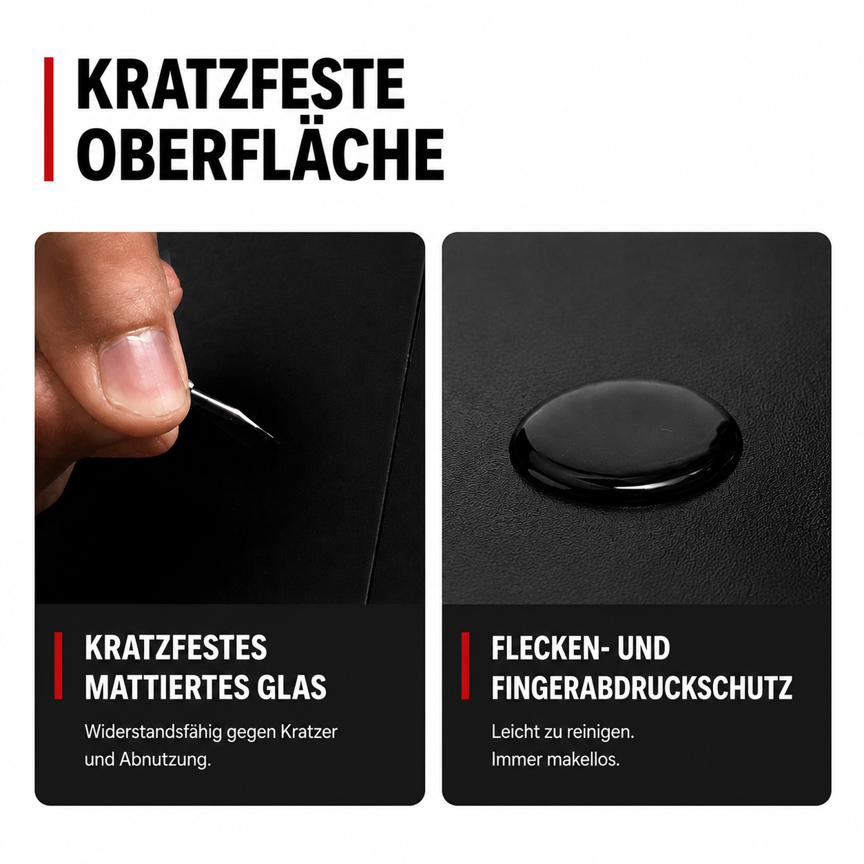 AntiScratch Oberfläche Induktionskochfeld 60 cm – kratzfestes Kristallglas KB ELEMENTS ELK112AS