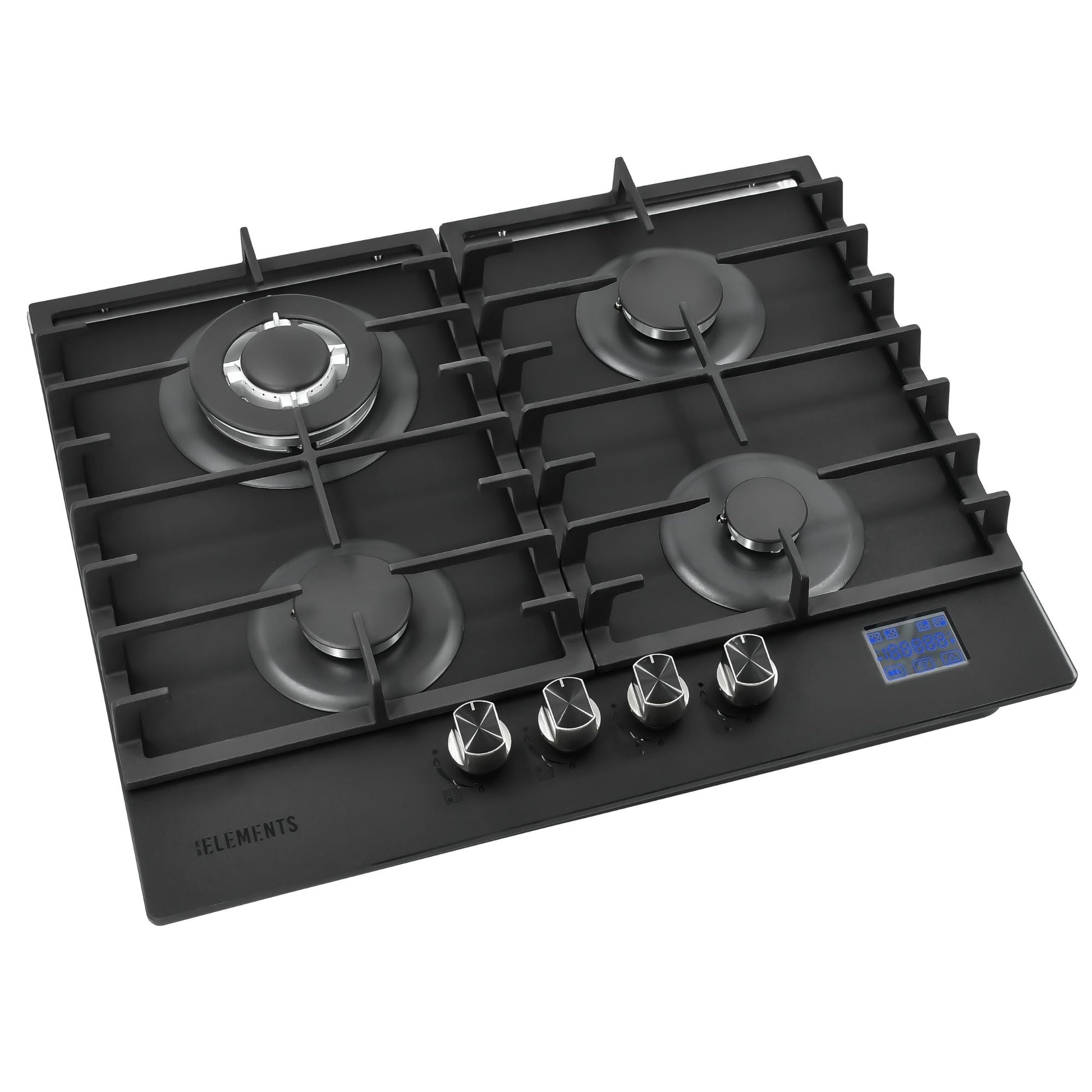 Gaskochfeld 60 cm Schwarz KB ELEMENTS ELK60GH1 – 4 Brenner 7,8 kW Gas-Stop-Timer Drehknöpfe